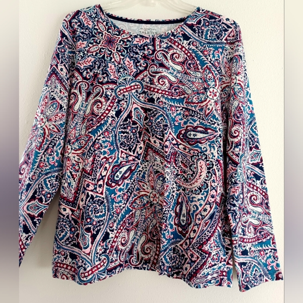 Talbots Crewneck Tee - Scrolling Paisley, Size XLp - Picture 4 of 16